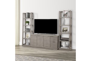 Pure Modern Angled 3 Piece Entertainment Center in Moonstone, 63 Inch