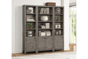 Tempe 3 Piece Library Wall in Gray Stone