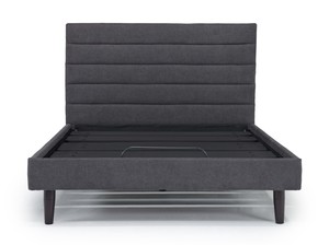 Vista Upholstered Adjustable Foundation Bed in Charcoal, Queen