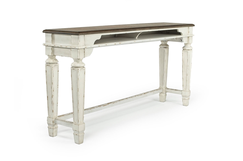 Realyn Sofa Bar Table In Antiqued Two Tone Finish Mor Furniture