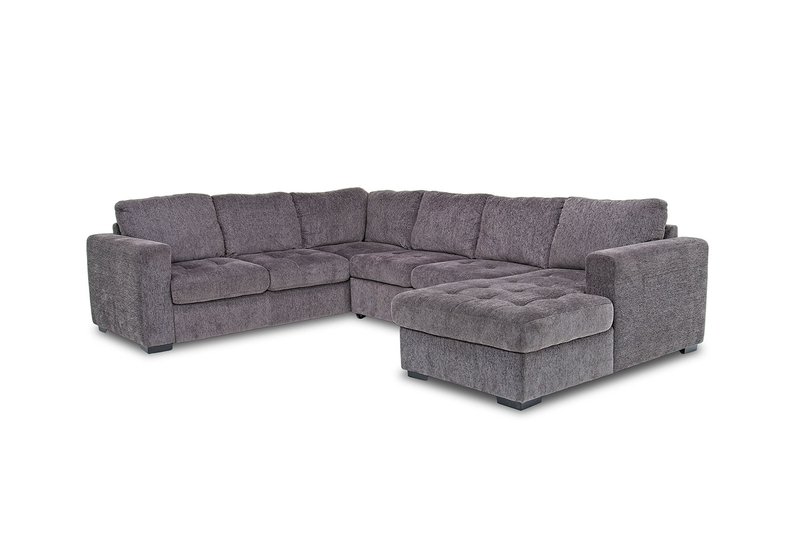 Claire Full Pullout Tux Chaise Sectional in Gray, Right Facing, Image 1