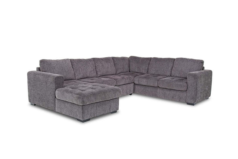 Claire Full Pullout Tux Chaise Sectional in Gray, Left Facing, Image 1