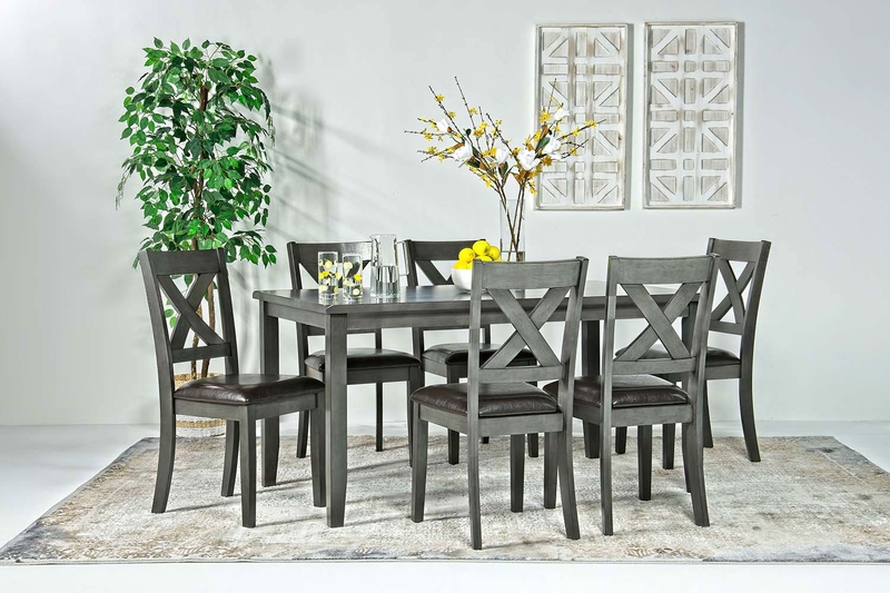 Palm Springs Dining Table & 6 Chairs in Gray, Image 1