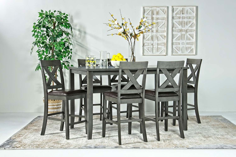 Palm Springs Counter Height Dining Table & 6 Stools in Gray, Image 1