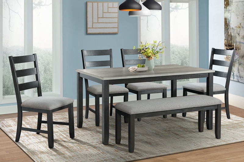 Martin Dining Table 4 Chairs Bench In Gray Mor Furniture