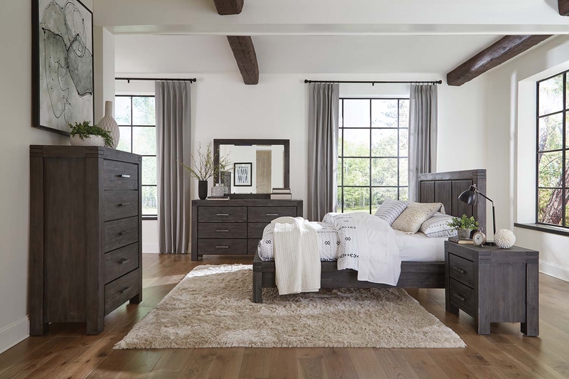 Meadow Panel Bed, Dresser & Mirror in Gray, CA King | Mor ...