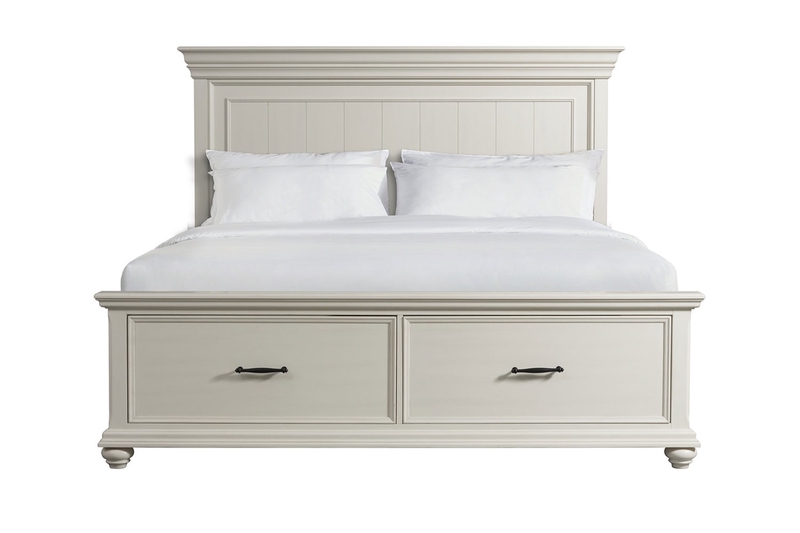 Slater Panel Bed W Storage In White Eastern King Mor Furniture