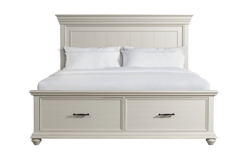 Slater Panel Bed w/ Storage in White, Queen, Image 1