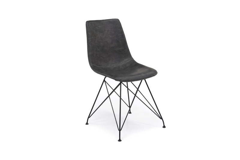 Theo Side Chair in Slate Leather, Image 1 Theo Side Chair in Slate Leather, Image 1