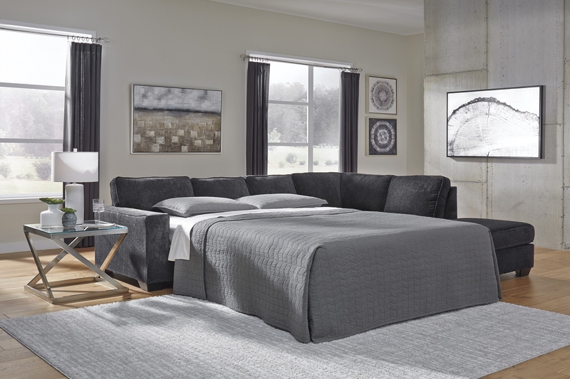 Altari Full Sleeper Sofa Chaise In Slate Right Facing Mor Furniture