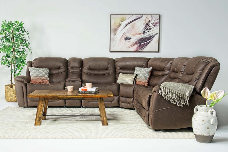 Splash 6 Piece 2 Power Sectional in Brown, Image 1