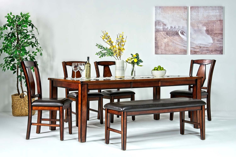 Napa Dining Table, 4 Chairs & Bench in Brown, Image 1