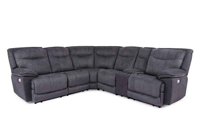 Bubba 6 Piece 2 Power Sectional W 2 Power Armless Recliner In Graphite Mor Furniture