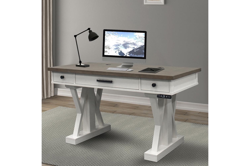 Americana Power Lift Office Desk in White Mor Furniture