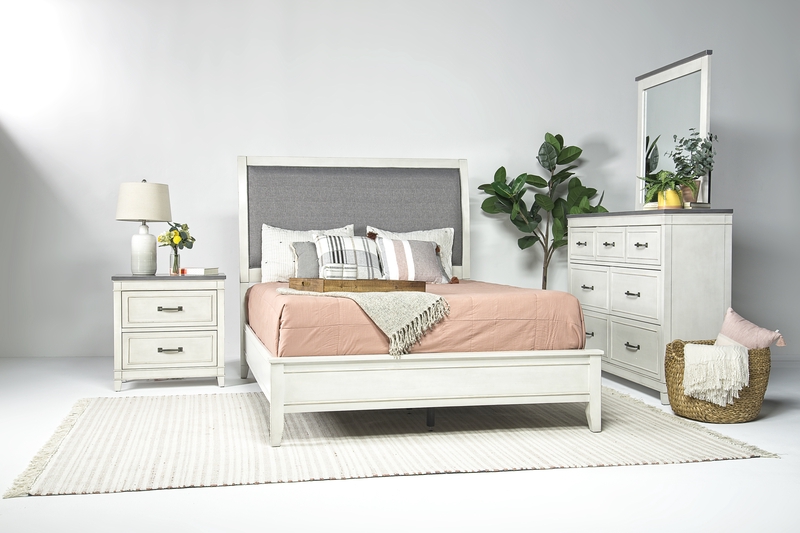 Carlsbad Panel Bed, Dresser & Mirror in White, Eastern King, Image 1 Carlsbad Panel Bed, Dresser & Mirror in White, Eastern King, Image 1