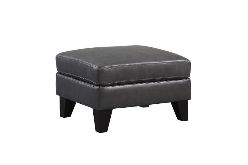 Chicago Ottoman in Gray Leather, Image 1 Chicago Ottoman in Gray Leather, Image 1