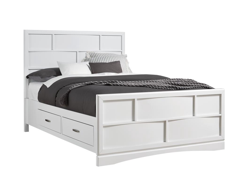 Ontario Panel Bed W Storage In White Queen Mor Furniture