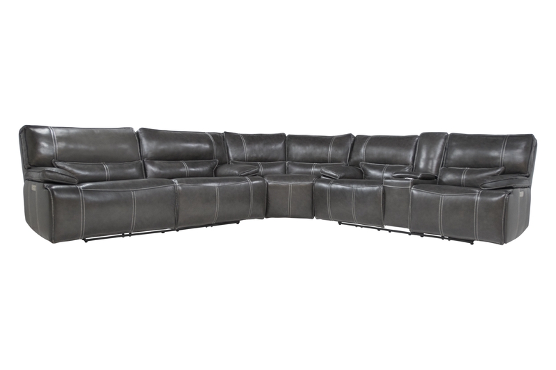 Sofia 3 Piece 3 Power Sectional in Gray Leather, Image 1