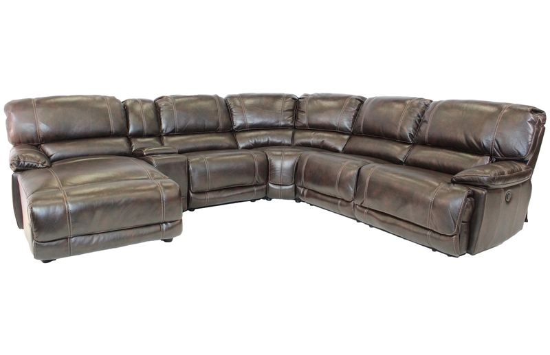 Azul 6 Piece Reclining Chaise Sectional in Brown, Left Facing, Image 1