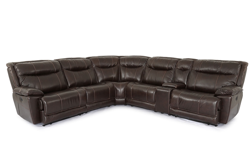 Boba 6 Piece Reclining Sectional In Brown Leather Mor Furniture