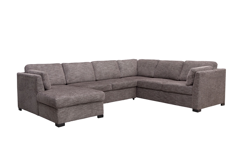 Vivian Full Pullout Tux Chaise Sectional in Gray, Left Facing, Image 1