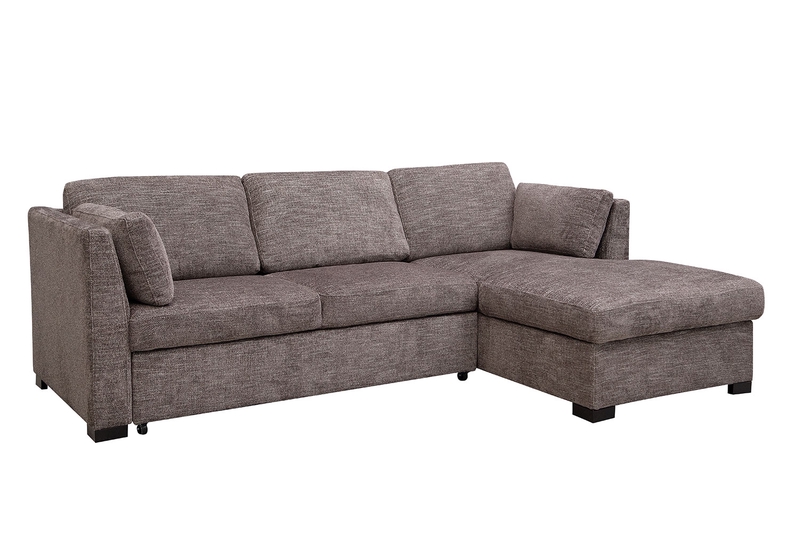 Vivian Full Pullout Sofa Chaise In Gray Right Facing Mor Furniture