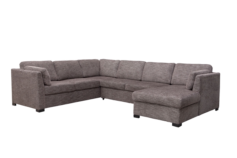 Vivian Full Pullout Tux Chaise Sectional in Gray, Right Facing, Image 1