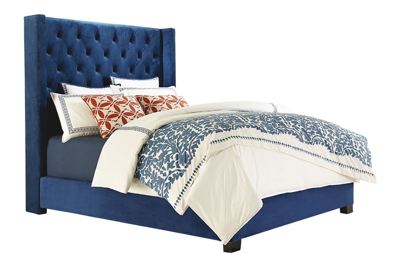 Westerly Upholstered Bed in Blue, CA King Mor Furniture