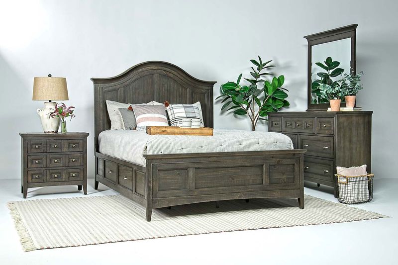 Bay Creek Arch Panel Bed w/ Storage, Dresser, Mirror & Nightstand in Graphite, California King, Image 1 Bay Creek Arch Panel Bed w/ Storage, Dresser, Mirror & Nightstand in Graphite, California King, Image 1