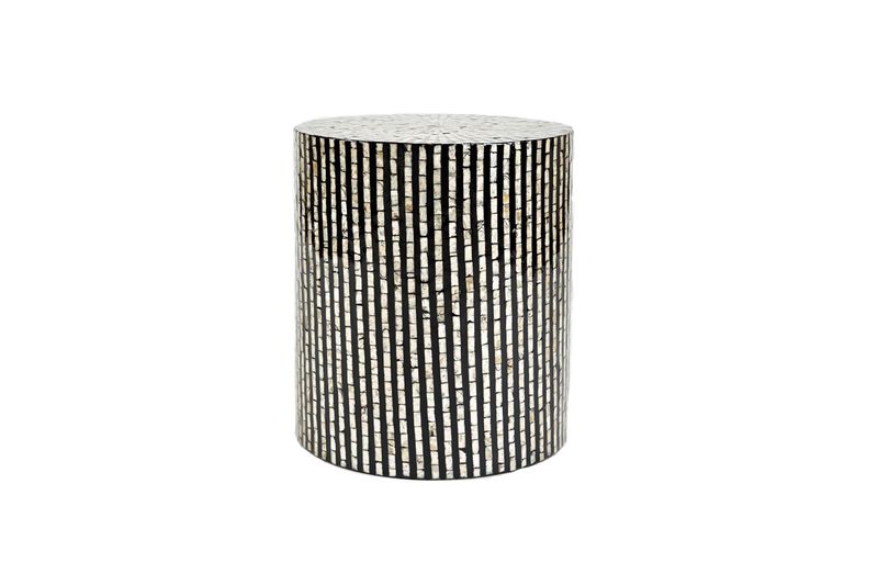 Capiz Drum Accent Table in Black, Image 1