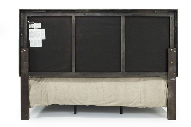 Cagney Upholstered Panel Bed w/ Storage in Gray, Eastern King, Image 4