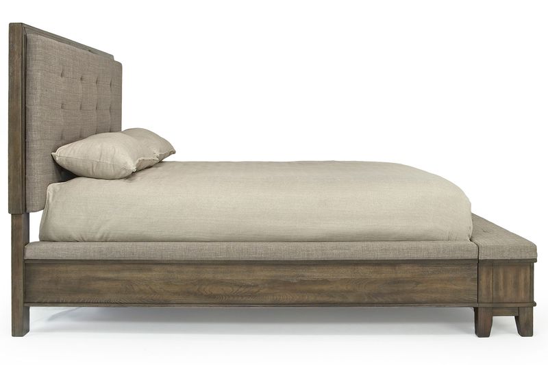 Cagney Upholstered Panel Bed w/ Storage in Gray, California King, Image 3