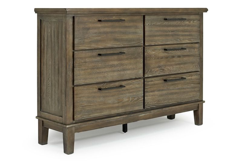 Cagney Upholstered Panel Bed w/ Storage, Dresser & Mirror in Gray, Eastern King, Image 5