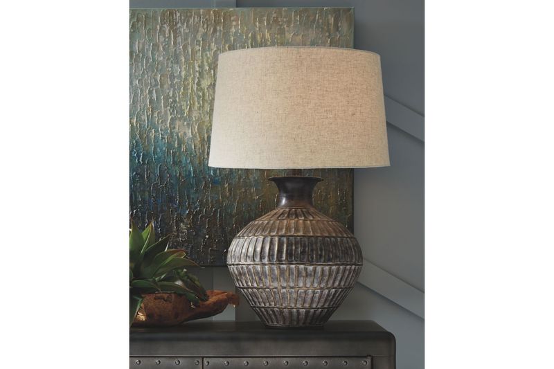 Magan Table Lamp in Antique Bronze Finish, Image 2