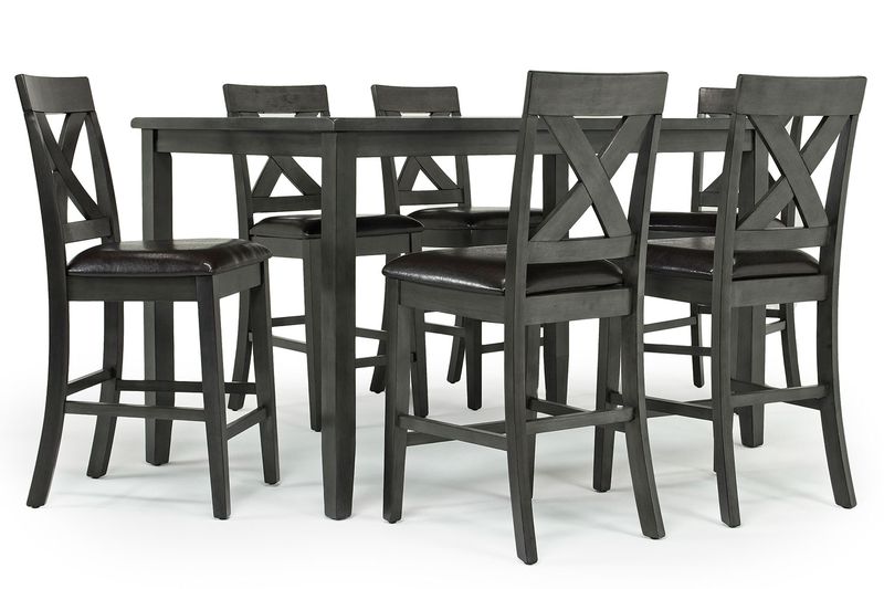 Palm Springs Counter Height Dining Table & 6 Stools in Gray, Image 2