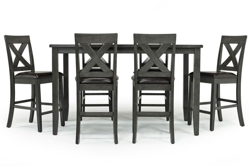 Palm Springs Counter Height Dining Table & 6 Stools in Gray, Image 3