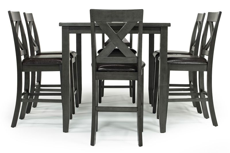 Palm Springs Counter Height Dining Table & 6 Stools in Gray, Image 4