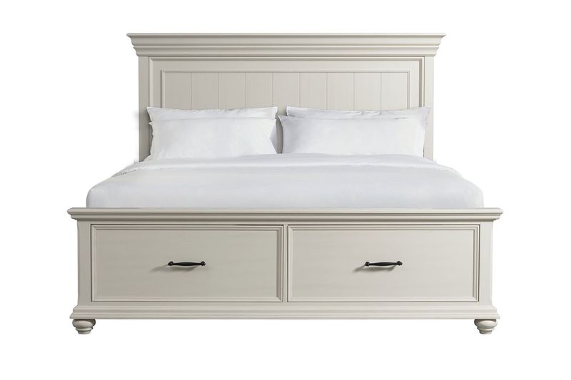 Slater Panel Bed w/ Storage in White, Queen, Image 1 Slater Panel Bed w/ Storage in White, Queen, Image 1
