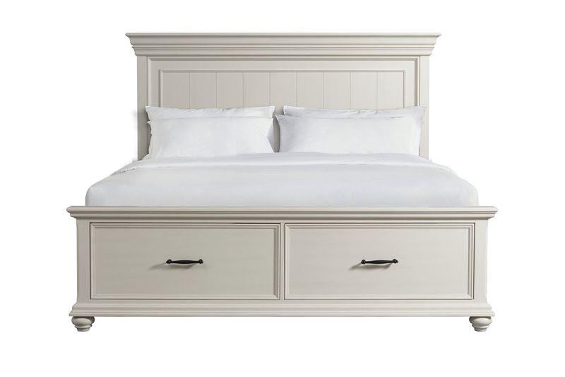 Slater Panel Bed w/ Storage in White, California King, Image 1
