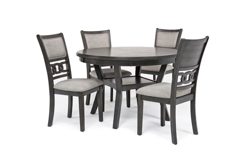 Gia Round Dining Table & 4 Chairs in Gray, Image 1