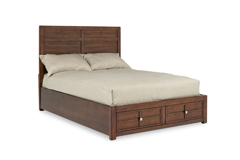 Kensington Panel Bed w/ Storage in Brown, Queen, Image 1