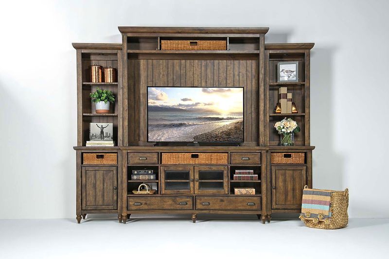 Cottage Lane 4 Piece Entertainment Center in Brown, 70 Inch, Image 1