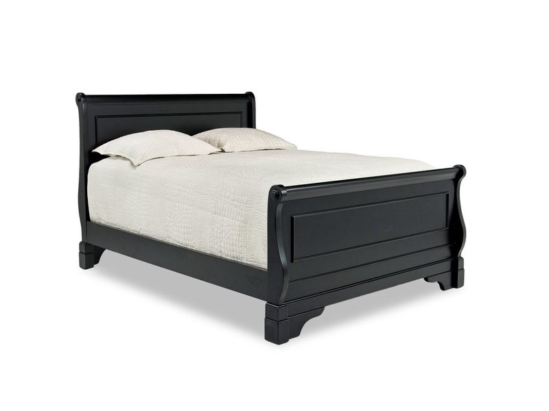 Docooler Eastern King Size Bed Black Louis Phillipe Solidwood 1pc Bed  Bedroom Sleigh Bed