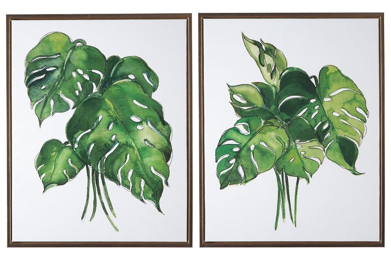 Jakayla Wall Art in Green & White, Set of 2, Image 2