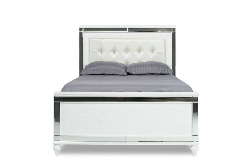 Valentino Panel Bed in White, California King, Image 2