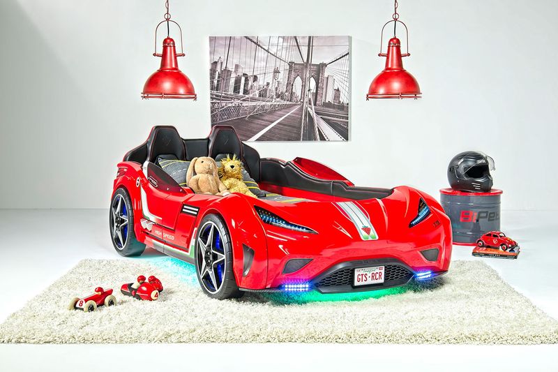 GTS Racecar Bed, Dresser & Mirror in Red, Twin, Image 1