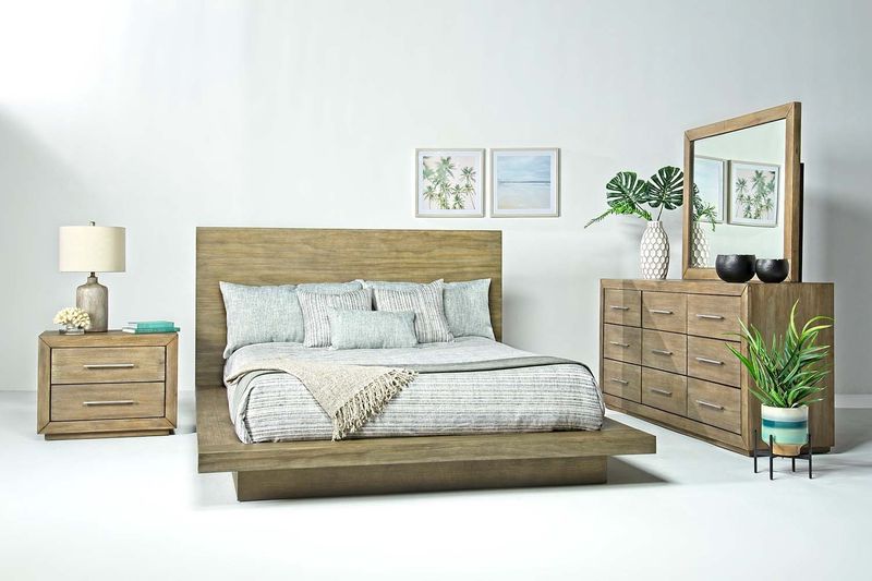 Melbourne Panel Bed, Dresser & Mirror in Brown, Eastern King, Image 1 Melbourne Panel Bed, Dresser & Mirror in Brown, Eastern King, Image 1