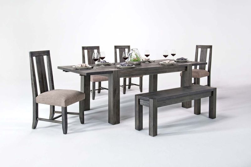 Meadow Dining Table, 4 Chairs & Bench in Gray, Image 1