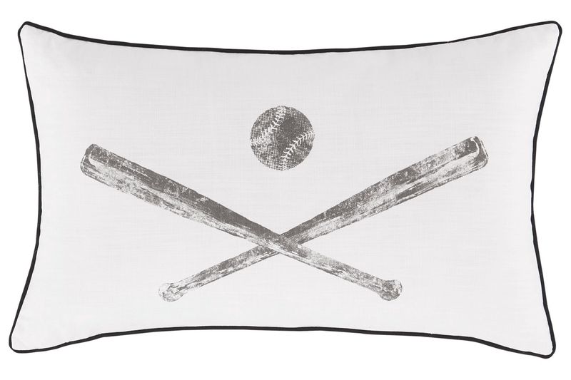 Baseball Throw Pillow in White/Gray, Image 1