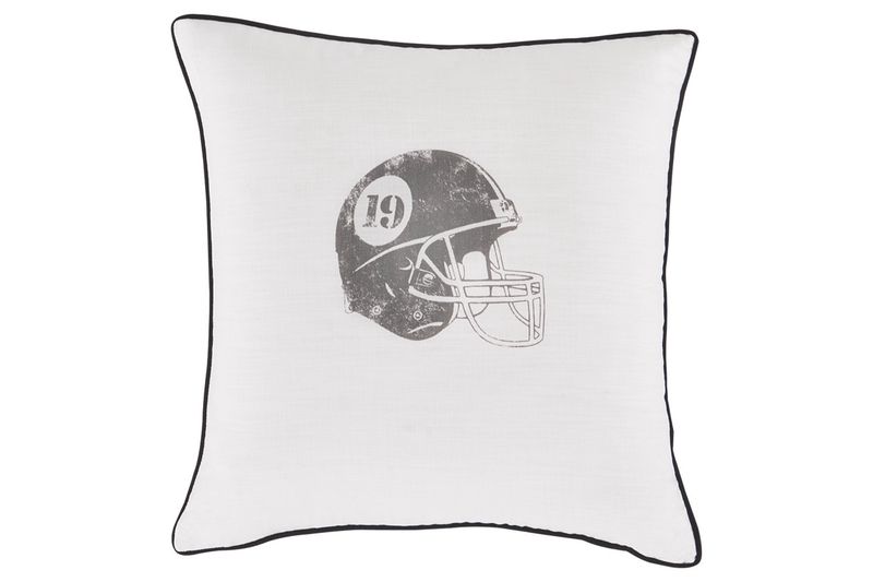 Football Helmet Throw Pillow in White/Gray, Image 1